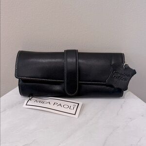 🔥Mila Paoli Black Leather Clutch🔥